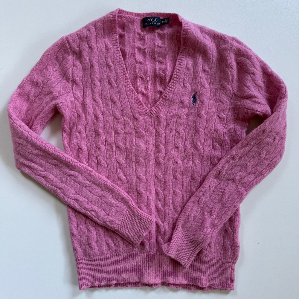 Polo Ralph Lauren Women's Merino Wool V-Neck Sweater Medium Size Pullover